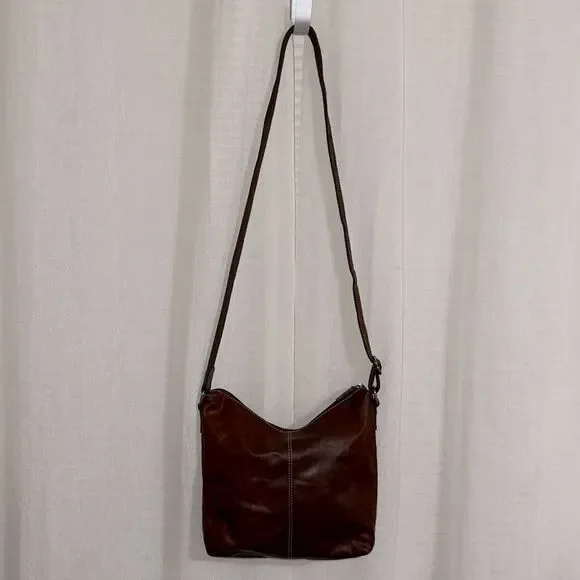 Rare Jack Georges Medium Brown Genuine Leather Vintage Messenger Crossbody Bag